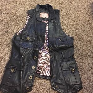 Brown leather vest