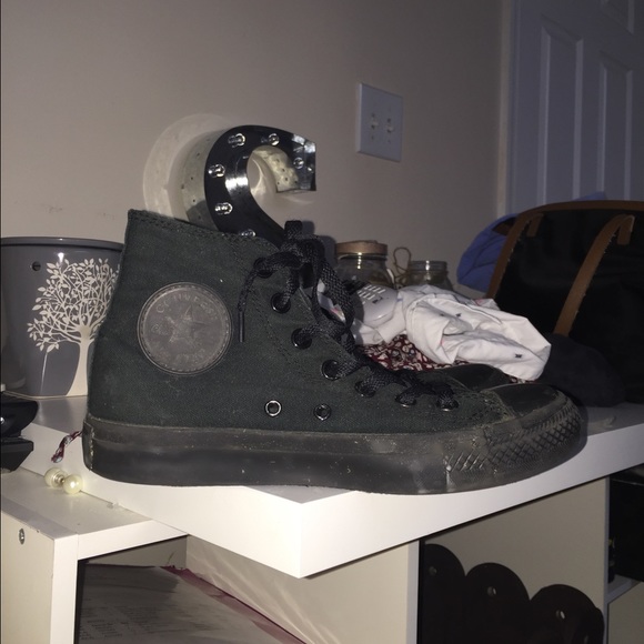 All black high top converse