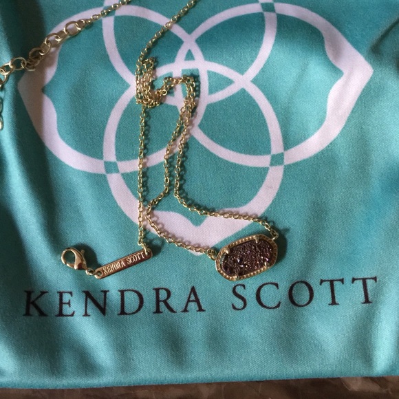 Kendra Scott gold multi colored drusy necklace