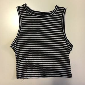 F21 black and white striped Crop Top