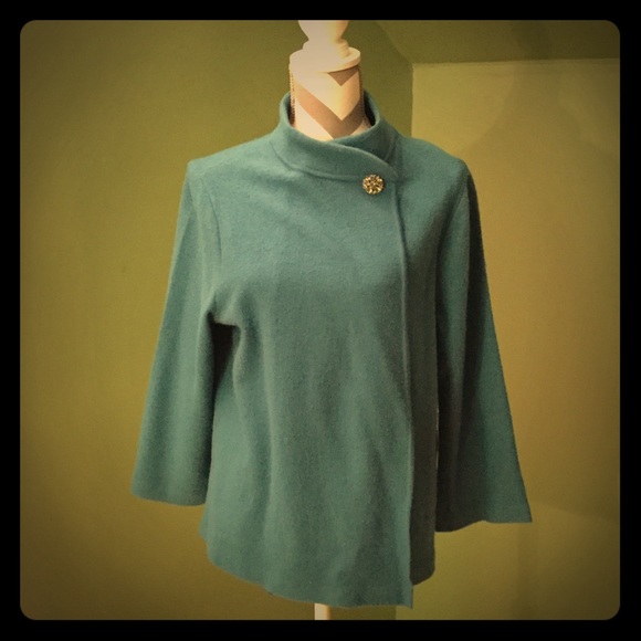 Jones New York Jackets & Blazers - Teal jacket with asymmetric closure