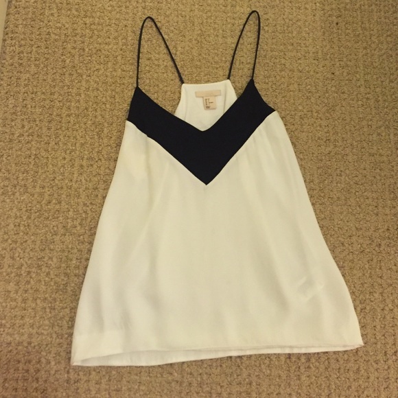 H&M Black and White Tank with Faux Leather Straps