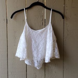 White lace crop top