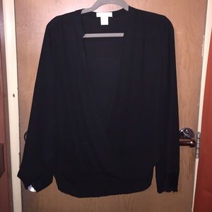 Black wrap blouse