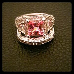 18kt gold-filled 4ct pink ice wedding ring