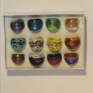 Multicolored  handmade glass ring...12 for $10.00
