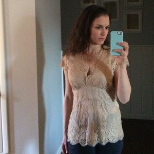 Beautiful lace tan blouse