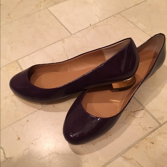 J. Crew Janey flats 7.5 purple with gold heel