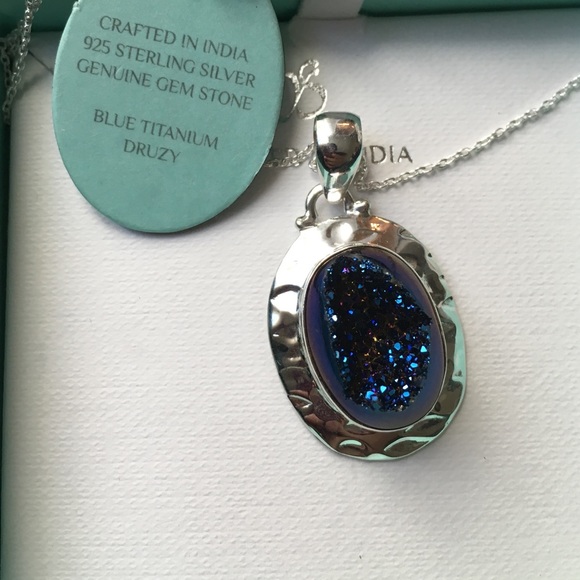 Blue Titanium Druzy Necklace
