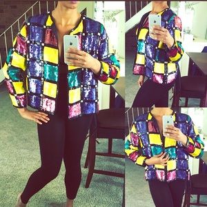 Vintage rainbow overcoat style blazer