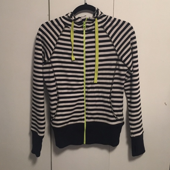 Navy and white striped zip up hoodie size XS