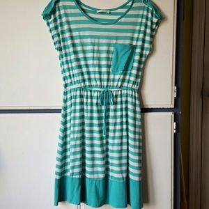 NWOT Striped teal summer dress M