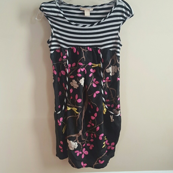 Hype striped floral satin shift dress