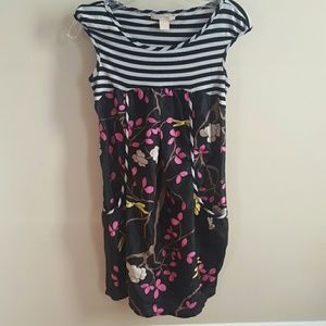Hype striped floral satin shift dress