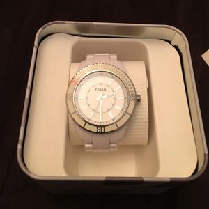 White Fossil Watch