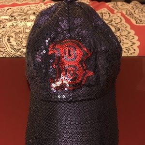 Pink sequin Red Sox hat
