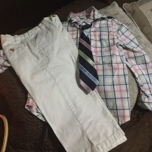 White Slacks size 3t Shirt size 3-4t plus tie