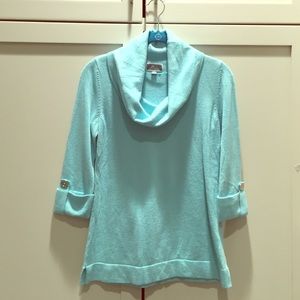 Teal cowl sweater