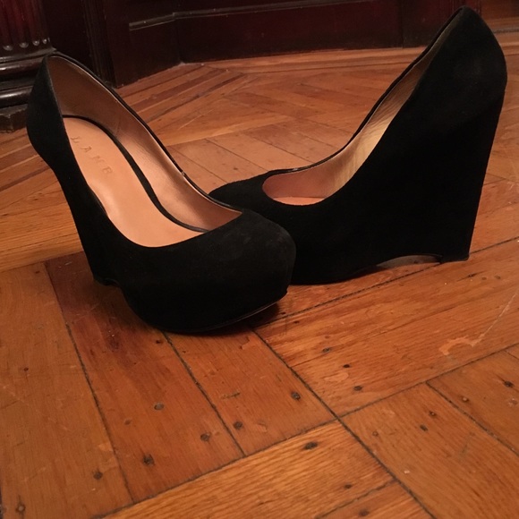 L.A.M.B Plum Suede Wedge - 6
