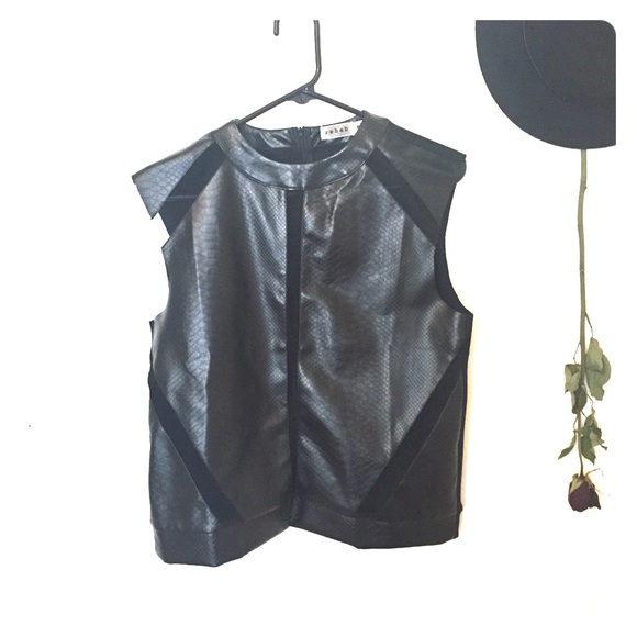Rehab Raw Edge Pleather/Sheer Top