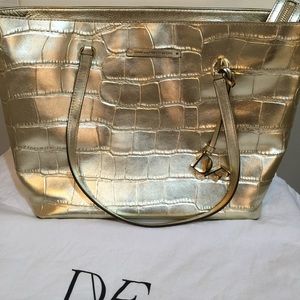 NWT DVF Gold Croc Tote