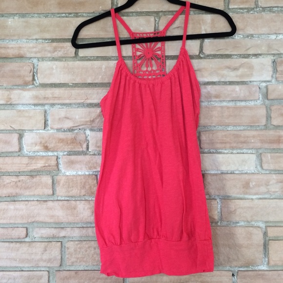 Coral Top with Super Cute Back Detail!