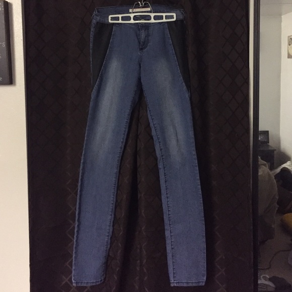 Leathered Striped Jeans