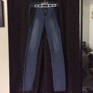 Leathered Striped Jeans