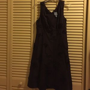 Brown  dress with lace flowers design.