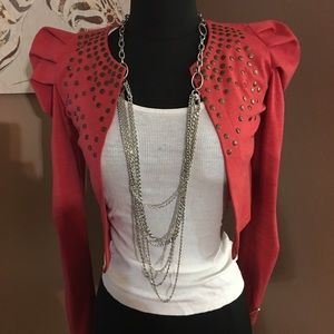 Red puff sleeve jacket