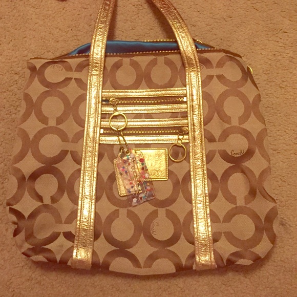 Coach Handbags - new coach purse, classic gold and tan AUTHENTIC