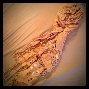 Tan fringed scarf
