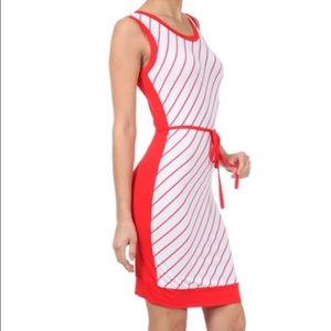 Sexy red and white striped dress