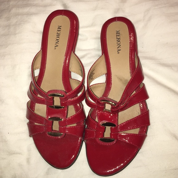 Red slip-on sandles