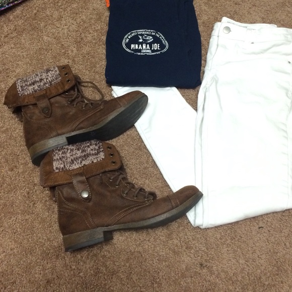 Brown 2 way combat boots‼️