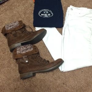 Brown 2 way combat boots‼️