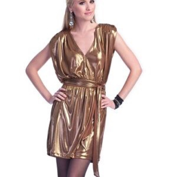 Halston Heritage Gold Dress