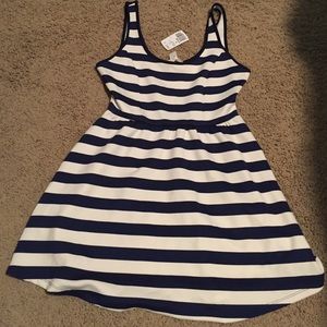 Blue and white striped dress