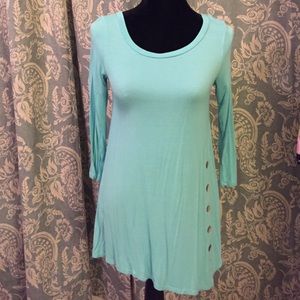 Blue Top with Wood Buttons