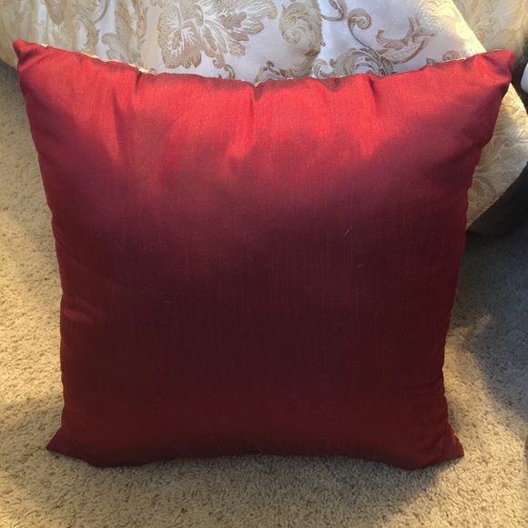 Pier 1 Decor Pillow Red & Gold Silk (18.5"x19") - Picture 2 of 2