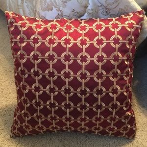 Pier 1 Decor Pillow Red & Gold Silk (18.5"x19")