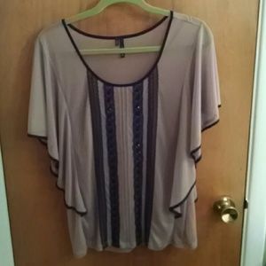 Black and tan blouse