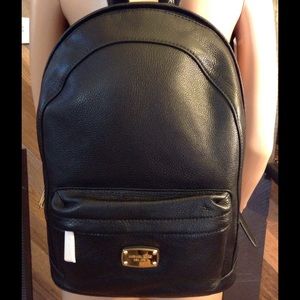 Michael Kors Black Large Leather Backpack.
