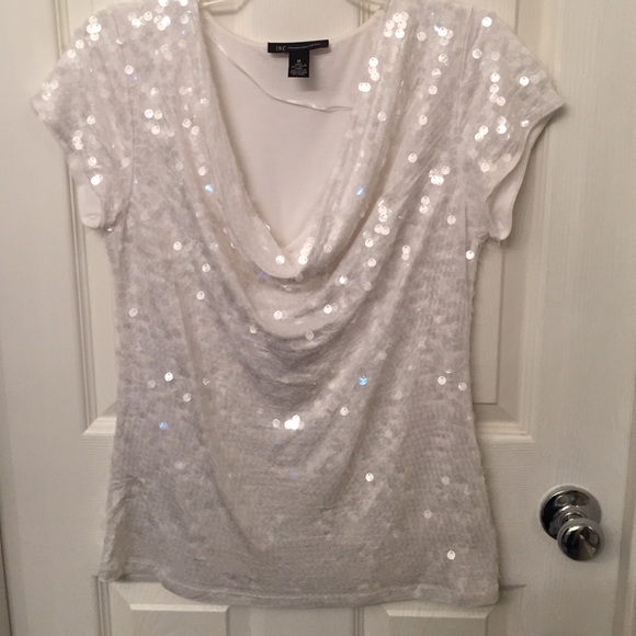 cowl neck top with sequins