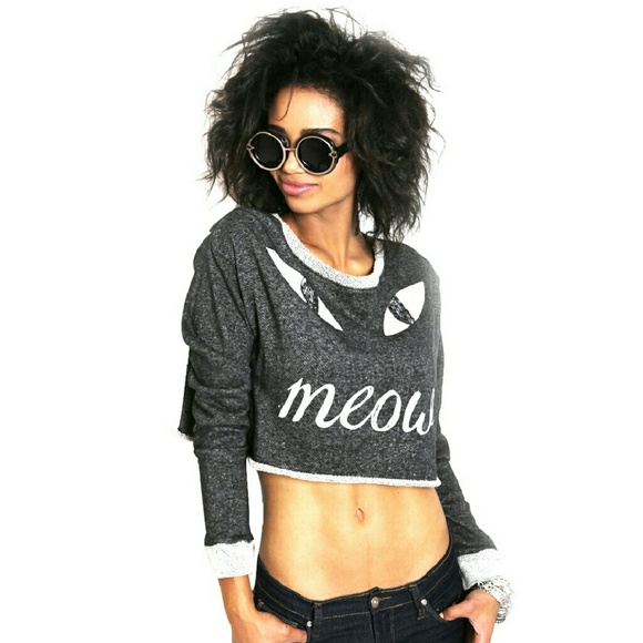 NWT Meow French Terry Top, S - Picture 3 of 4