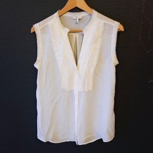 Joie v-neck sleeveless silk top - pleated front