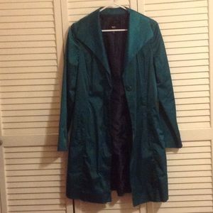 Target- Mossimo, Teal, Knee length, Trench Coat