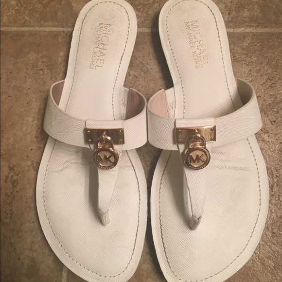 SOLD White Michael Kors Hamilton flip flop sandals - Picture 2 of 4