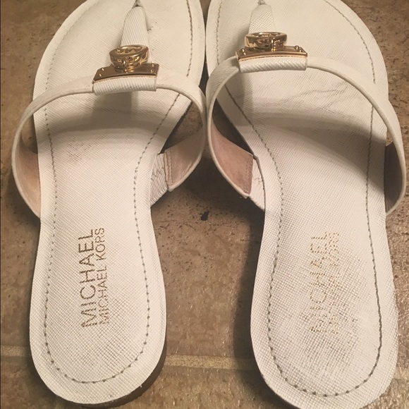 SOLD White Michael Kors Hamilton flip flop sandals - Picture 4 of 4