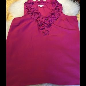 Pink sleeveless top with fluffy neck line